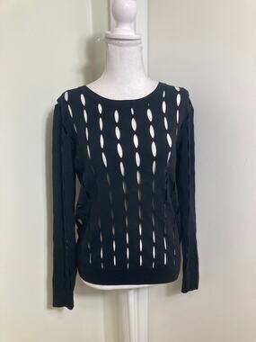 Oc Black Cut Out Long Sleeve Sweater Sz S